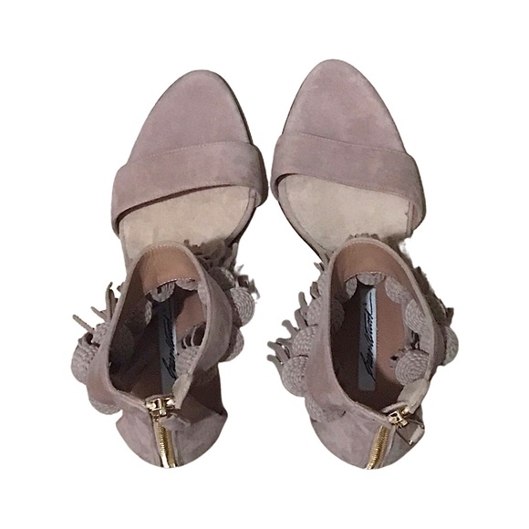 Brian Atwood Open Toe Stiletto Heels with Tassels Blush Nude Pink, size 9 - Picture 3 of 8